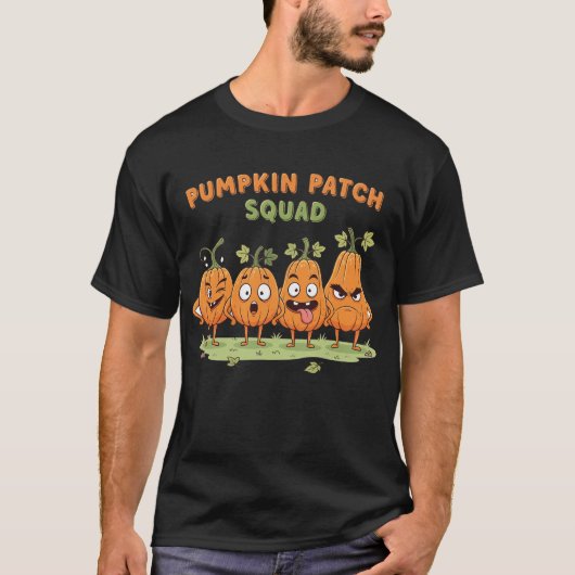 Spooky Pumpkin Patch Squad Verlichting van de Nach T-shirt (Voorkant)