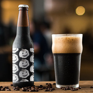 Spooky Pumpkin Pattern   Happy Halloween Bier Etiket
