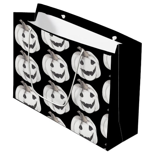 Spooky Pumpkin Pattern | Happy Halloween Groot Cadeauzakje (Voorkant Gekanteld)