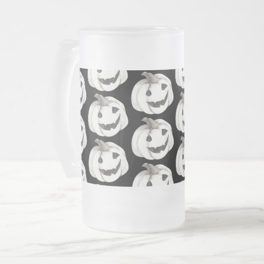 Spooky Pumpkin Pattern | Happy Halloween Matglas Bierpul (Voorkant links)
