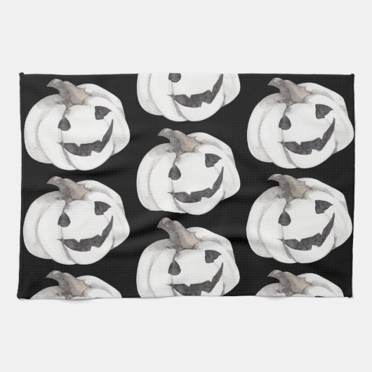 Spooky Pumpkin Pattern | Happy Halloween Theedoek (Horizontaal)