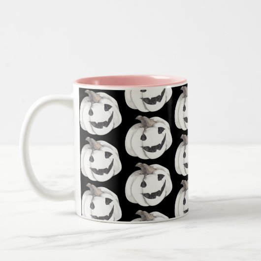 Spooky Pumpkin Pattern | Happy Halloween Tweekleurige Koffiemok (Links)