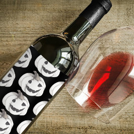 Spooky Pumpkin Pattern | Happy Halloween Wijn Etiket