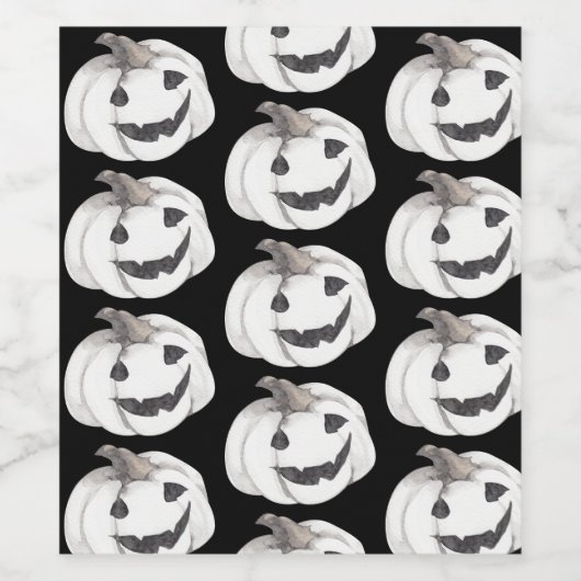 Spooky Pumpkin Pattern | Happy Halloween Wijn Etiket (Enkel label)