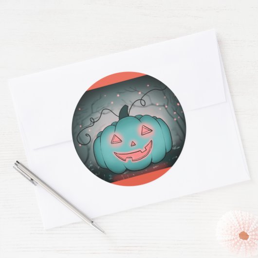 Spooky Pumpkin Ronde Sticker (Envelop)