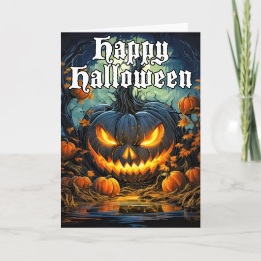Spooky Pumpkin Scary Halloween Kaart (Voorkant)