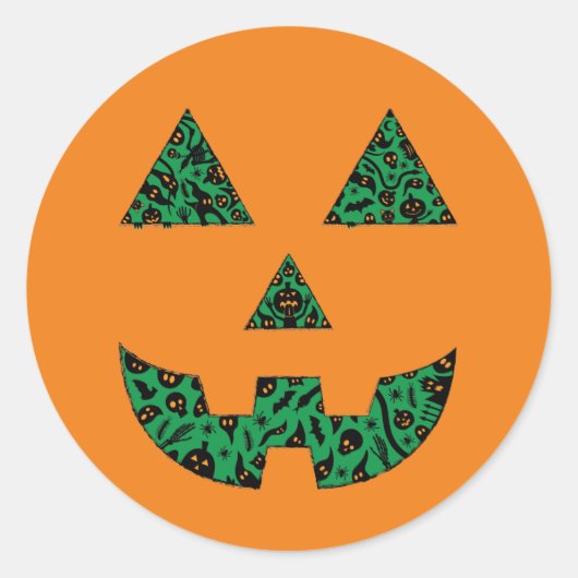 Spooky Pumpkin Silhouette Ronde Sticker (Voorkant)