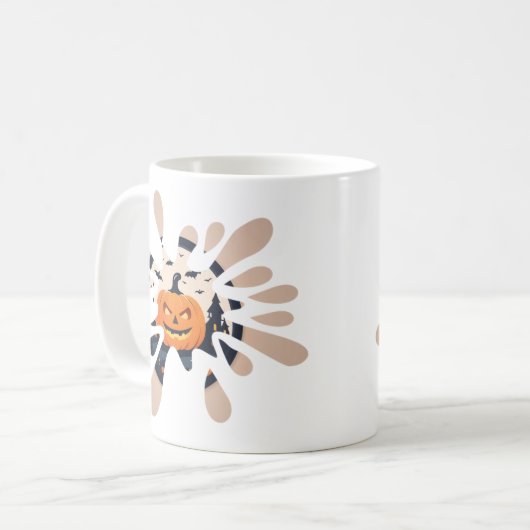 Spooky Pumpkin Splash Halloween Mug Koffiemok (Voorkant links)