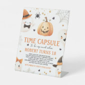 Spooky Pumpkin Time Capsule Sign Reclamebord Met Voetstuk (Voorkant)