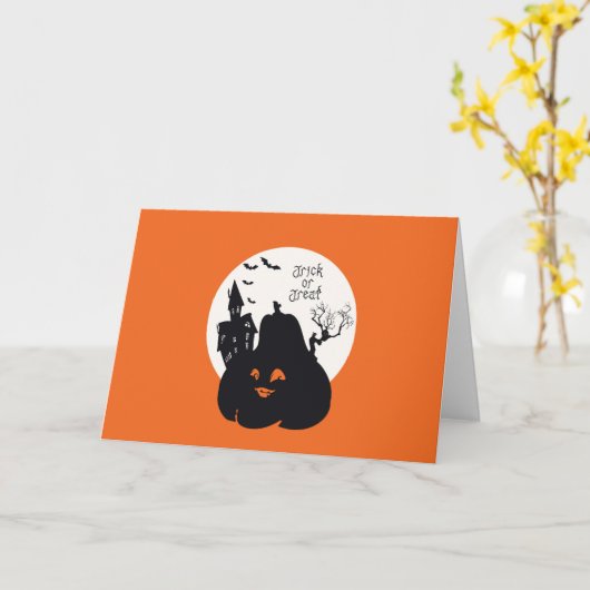 Spooky Pumpkin Trick or treat Kaart (Gele Bloem)