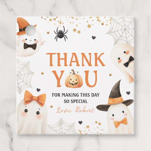 Spooky Pumpkin Verjaardag Dank u Label (Voorkant)