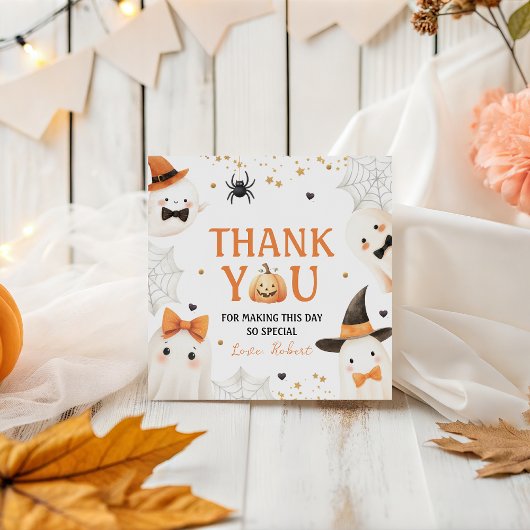 Spooky Pumpkin Verjaardag Dank u Label