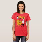 Spooky Pumpkins Charming Halloween Ghosts Bats T-shirt (Voorkant volledig)