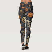 Spooky Pumpkins en Scary Ghosts Design Leggings (Achterkant)