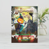 Spooky Pumpkins, Graveyard, Ghost Halloween Party Kaart (Staand voorkant)