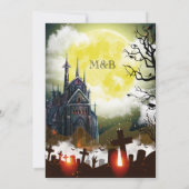 Spooky Pumpkins, Graveyard, Ghost Halloween Party Kaart (Achterkant)