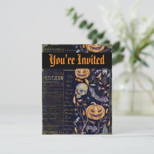  Spooky Pumpkins Halloween Feestuitnodiging Kaart (Staand voorkant)