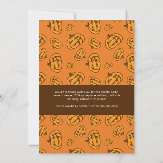 Spooky Pumpkins Halloween Party Invitation Kaart (Voorkant)