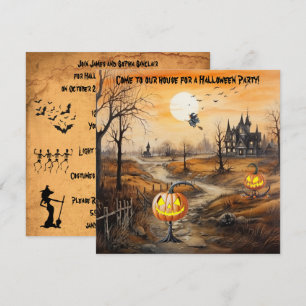 Spooky Pumpkins Halloween Party Kaart