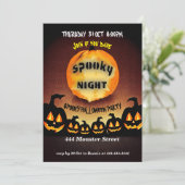 Spooky Pumpkins Night Halloween Party Uitnodiging (Staand voorkant)