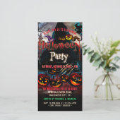 Spooky Pumpkins Spukhuis Halloween Uitnodiging (Staand voorkant)