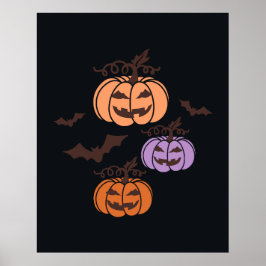 Spooky Pumpkins Trio Halloween Jack-o'Lantern Poster