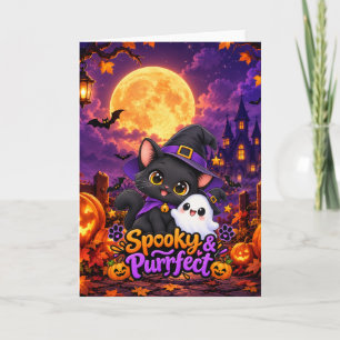 Spooky & Purrfect – Halloween kat groet Kaart