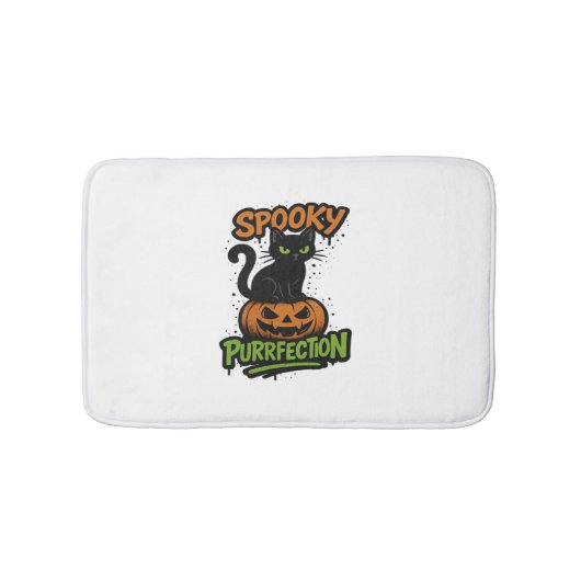 Spooky Purrfection - Schattigee zwarte kat op pomp Badmat (Voorkant)