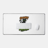 Spooky Purrfection - Schattigee zwarte kat op pomp Bureaumat (Keyboard & Muis)