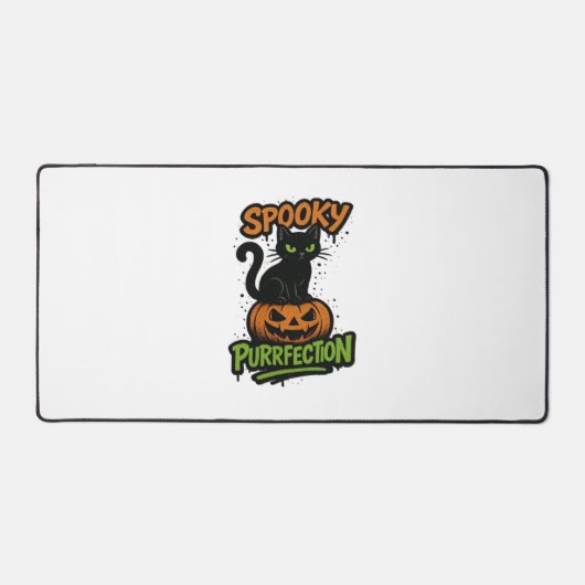 Spooky Purrfection - Schattigee zwarte kat op pomp Bureaumat (Voorkant)