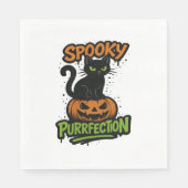 Spooky Purrfection - Schattigee zwarte kat op pomp Servet (Voorkant)