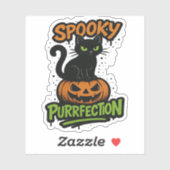 Spooky Purrfection - Schattigee zwarte kat op pomp Sticker (Vel)