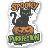 Spooky Purrfection - Schattigee zwarte kat op pomp Sticker (Voorkant)