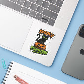 Spooky Purrfection - Schattigee zwarte kat op pomp Sticker (Laptop met iPhone)