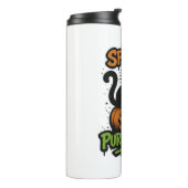 Spooky Purrfection - Schattigee zwarte kat op pomp Thermosbeker (Gedraaid links)