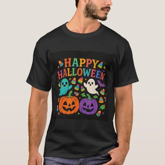 Spooky Rainbow Halloween T-shirt (Voorkant)