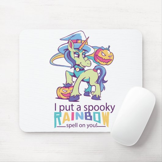 Spooky Rainbow Spell Halloween Unicorn Witch Muismat (Met muis)