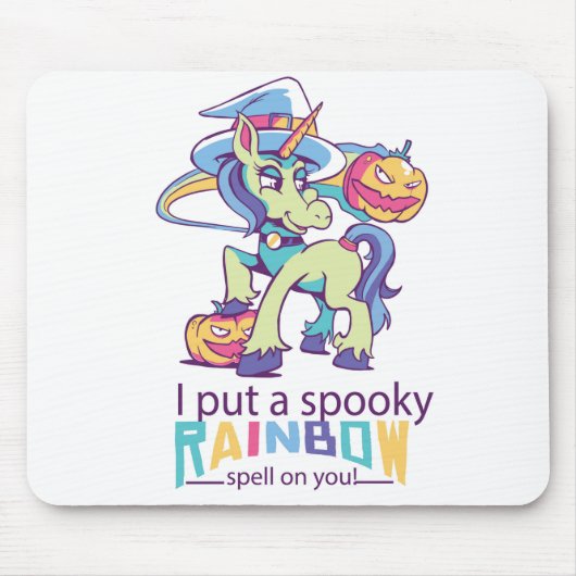 Spooky Rainbow Spell Halloween Unicorn Witch Muismat (Voorkant)
