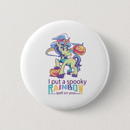 Spooky Rainbow Spell Halloween Unicorn Witch Ronde Button 5,7 Cm (Voorkant)