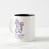 Spooky Rainbow Spell Halloween Unicorn Witch Tweekleurige Koffiemok (Voorkant links)