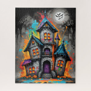 Spooky Rainbow Splatter Castle Jigsaw Puzzel