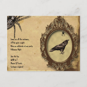 Spooky  Raven en Spider Halloween Uitnodiging Briefkaart