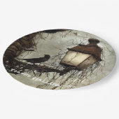 Spooky Raven op Lantaarn Halloween Papieren Bordje (Gekanteld)