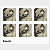  Spooky Raven op Lantaarn Halloween Vierkante Sticker (Vel)
