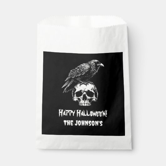 Spooky Raven Skull Cookie Halloween gunstzakken Bedankzakje (Voorkant)