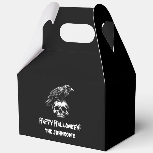 Spooky Raven Skull Halloween gunstbox Bedankdoosjes (Voorkant)