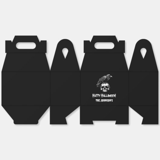 Spooky Raven Skull Halloween gunstbox Bedankdoosjes (Ongevouwen)