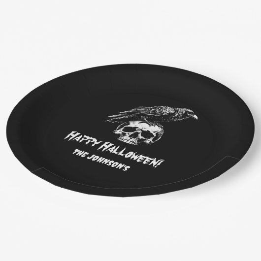Spooky Raven Skull Halloween Paper Bord (Gekanteld)