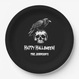 Spooky Raven Skull Halloween Paper Bord