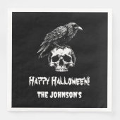 Spooky Raven Skull Halloween Papier servet (Voorkant)